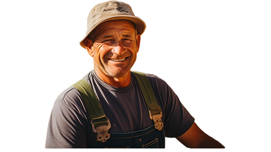 Photo d'un agriculteur heureux